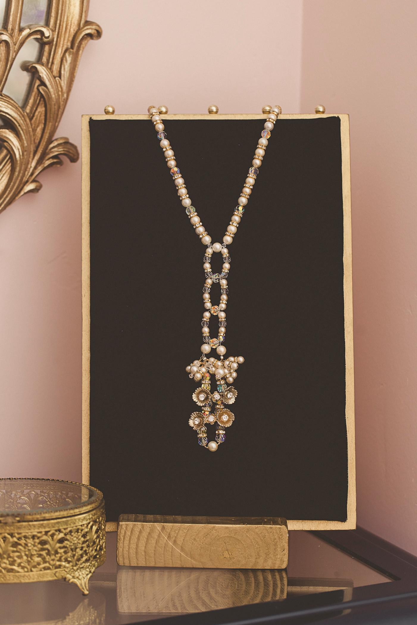 ネックレス・ペンダント VINTAGE HOLLYWOOD Flower Drop Pearl Necklace BMR676 VINTAGE HOLLYWOOD Flower Drop Pearl Necklace BMR676