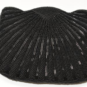 Vintage Black Seed + Bugle Bead Purse, Small Clutch, Evening Handbags  Vintage Wedding Fancy Beaded Clutch, Fancy Party Bags Scalloped