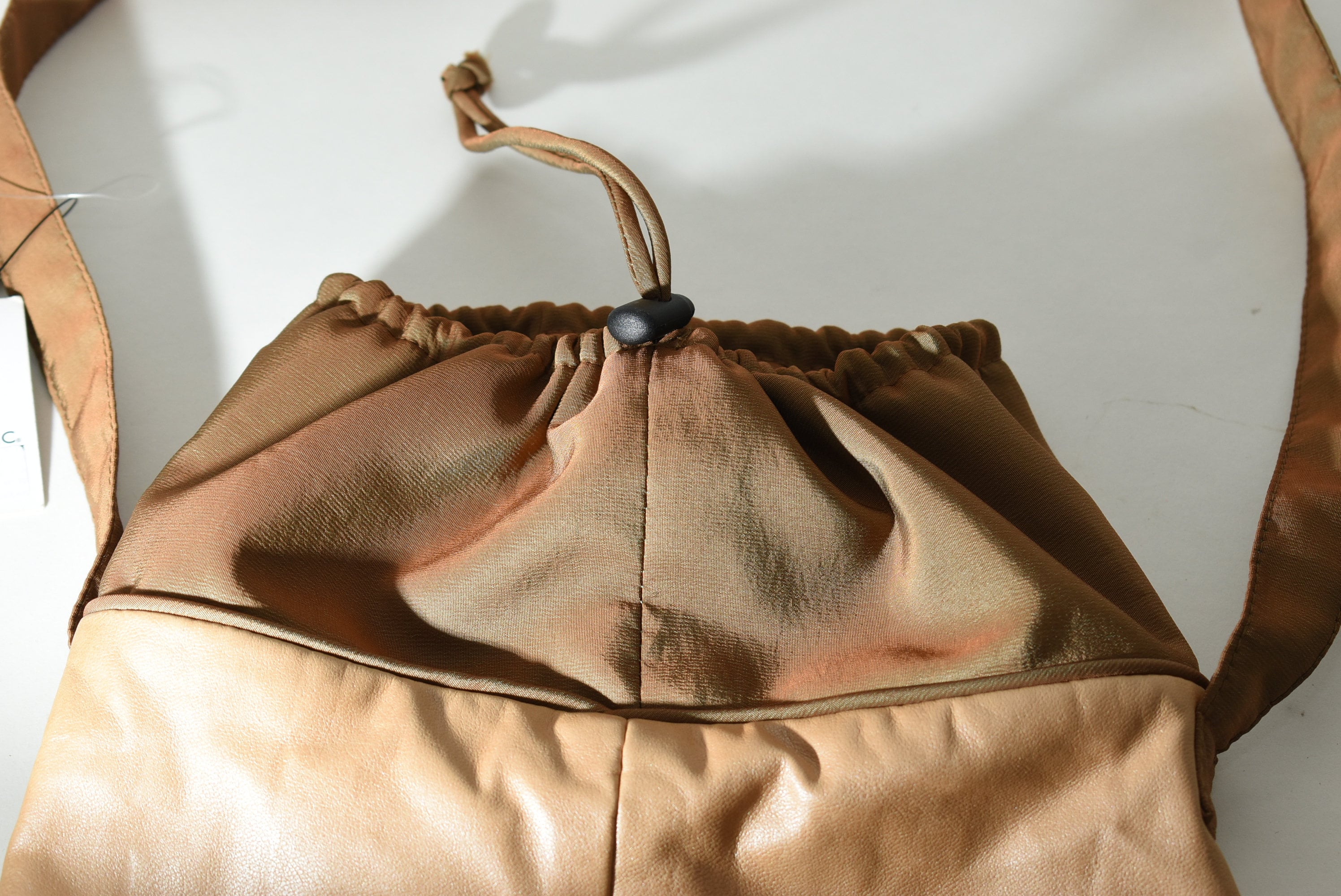 MYCRA PAC  Drawstring Tote,Luxe Travel Bag,Original Tags,All Weather Stain Repellent Cinch Bag, Made in USA Bags, Gold Travel Drawstring Bag