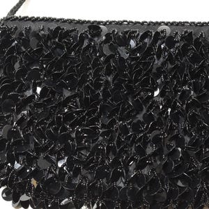 Bolsa preta com contas de lantejoulas Cha Cha, bolsa preta para festa à noite. Bolsa vintage com contas de lantejoulas, bolsa clutch vintage, bolsa clutch com lantejoulas
