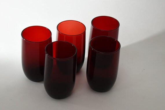 Trestle Highball Glasses Set of 4, Red