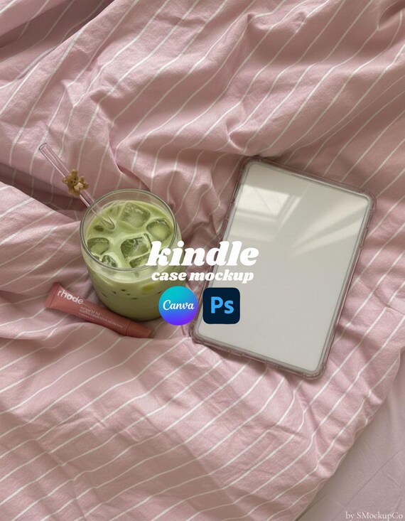 Editable Kindle Case Mockup | E-Reader Sticker Template (PSD/JPEG)