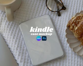 Kindle Case Mockup | E-Reader Sticker Template | PSD & JPEG