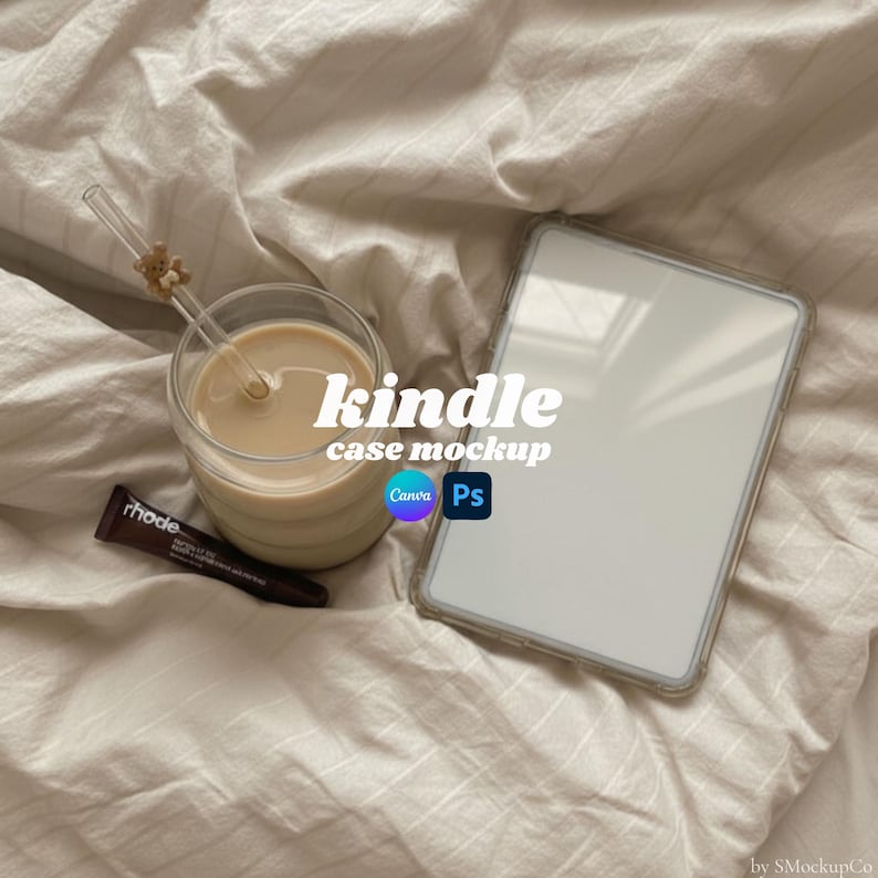 Realistic Kindle Case Mockup | Branding Mockup | Kindle Insert | Seamless Pattern | Digital Mockup image 1