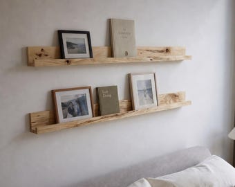 Picture Ledge Shelves, Handmade Wooden Floating Shelf, Photo Display Ledge for Frames and Paintings, Minimalist Wall Shelf, Rustic Home Decr