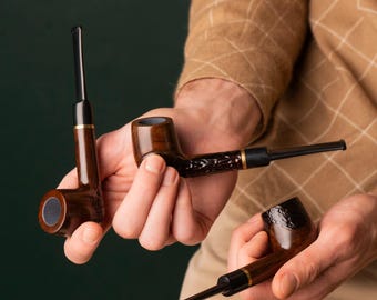 Handcrafted Wooden Tobacco Pipe, Premium Gentleman’s Smoking Pipe, Artisan Wood Pipe Gift, Classic Pipe for Collector, Personalized Gift
