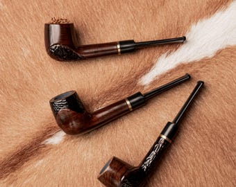 Handcrafted Wooden Tobacco Pipe, Classic Gentleman Smoking Pipe, Personalized Christmas Gift for Dad, Husband or Pipe Collector