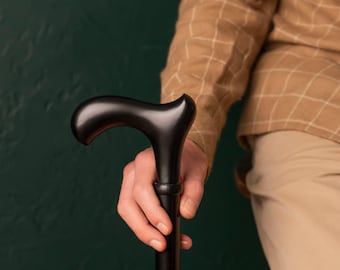 Elegancka czarna laska do chodzenia, ergonomiczna rączka Derby, stylowa pomoc w poruszaniu się, wytrzymała drewniana laska do codziennego wsparcia, akcesoria dla mężczyzn i kobiet
