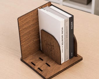Wooden Desktop Book Organizer, Tabletop Book Holder, Compact Book Rack for Desk, Reading List Decor, Home Office Storage, Book Lover Gift