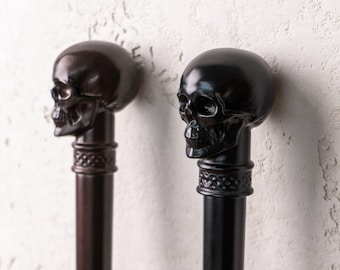 Skull Knob Walking Cane, Vampire Cosplay Prop, Gothic Handmade Stick, Victorian Gothic Walking Cane, Scary Creepy Cane for Witch