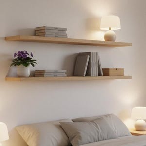 Étagère flottante murale, étagères flottantes en bois de frêne naturel, étagère de 15 à 35 pouces pour salon, entrée, chambre à coucher ou cuisine, décoration d'intérieur