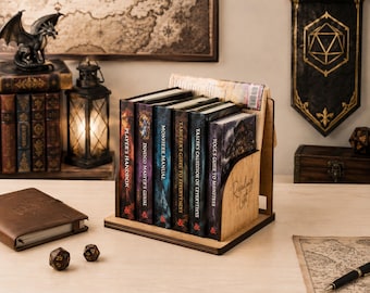 Book Display Stand, Personalized Wooden Book Rack, Custom Reading List Holder, Tabletop Novel Display, Medieval Library Decor, Bookish Gift