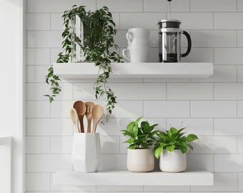 Floating Shelves Wall Mounted, Natural Ash Wood Floating Shelves, 15-35 Inch Shelf for Kitchen, Natural Brown Colors, Walking Cane for Men