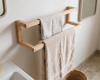 Wooden Towel Rack with Shelf, Wall Mounted Bathroom Organizer, Towel Holder, Bathroom Storage Rack, Rustic Bath Decor, Housewarming Gift