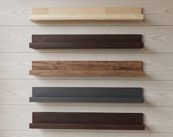 Wooden Picture Ledge, Floating Wall Shelf, Nursery Book Display, Photo Display Shelf, Minimalist Living Room Decor, Handmade Wood Shelf