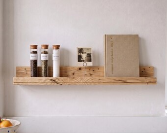 Wooden Picture Ledge Shelf, Wall Mounted Book Shelf, Minimalist Floating Shelf, Handmade Nursery Decor, Photo Display Shelf, Living Room