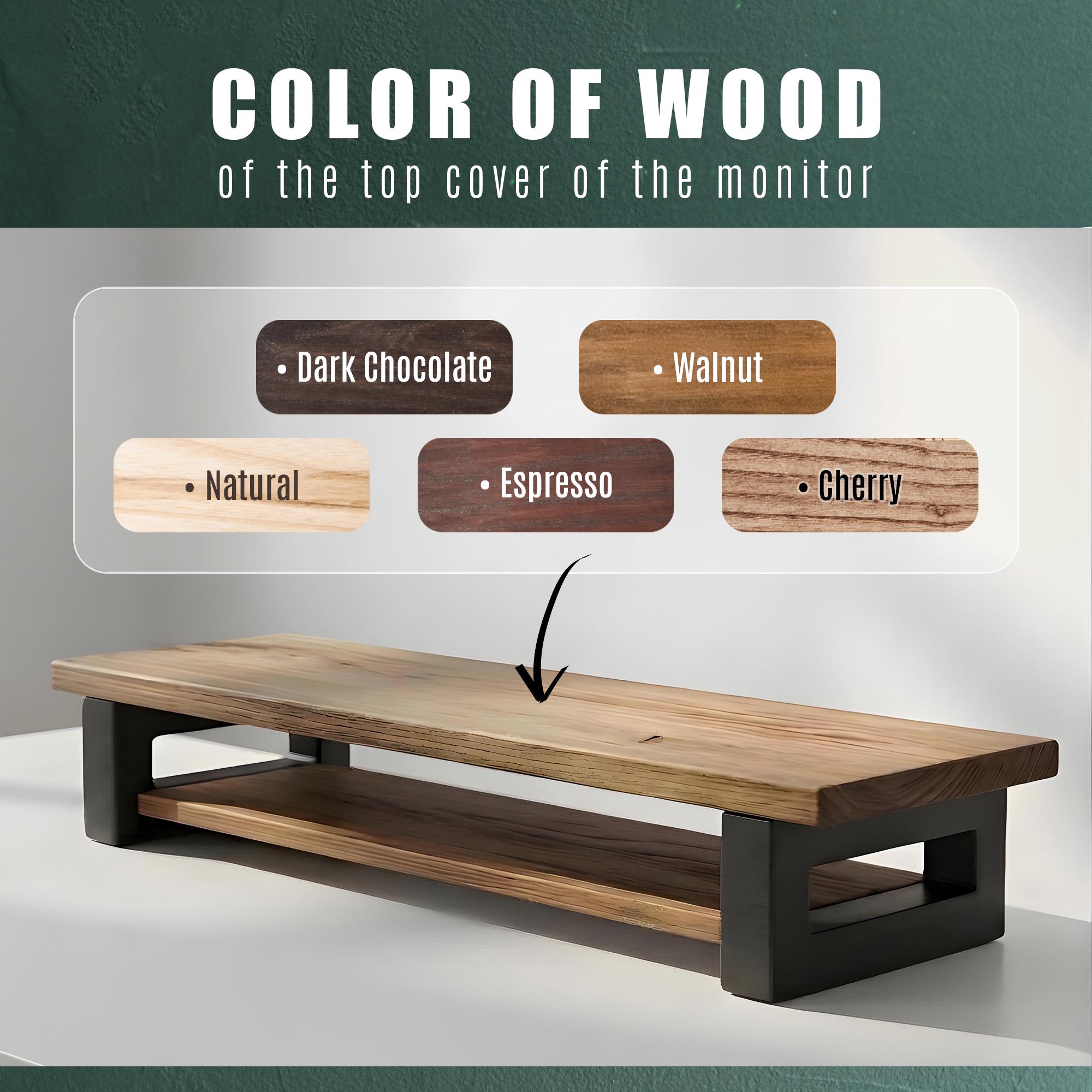 Large Solid Oak Monitor Stand, Modern Dual Monitor Shelf With Under ...