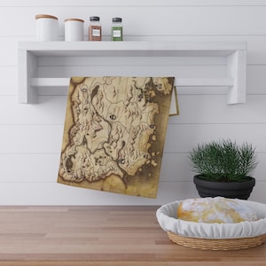Paño de cocina con el mapa clásico de Skyrim, 100 % algodón y poliéster, 45,72 cm × 76,2 cm (18" × 30")