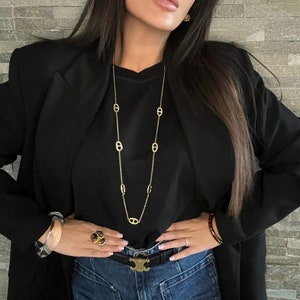 Trendy stainless steel sautoir necklace