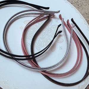 U Pick 2 Satin Ribbon Wrapped Headbands - 5mm Slim Metal Headband Blank - DIY Hair Bow Craft Base, Wedding, Everyday Chic Hairband