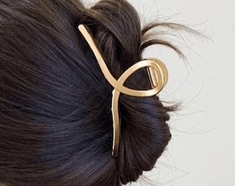 Twisted French Knot Hair Claw for Updo Hair Style for Thin or Thick Hair in Metallic Gold, Silver, Tortoise Shell Extra Large