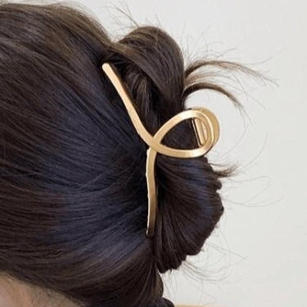 Twisted French Knot Hair Claw for Updo Hair Style for Thin or Thick Hair in Metallic Gold, Silver, Tortoise Shell Large