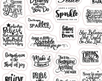 60 INSPIRATIONAL Stickers, Planner Stickers, Quote Stickers, Motivational Life Journal Stickers