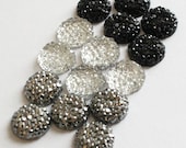 100 pcs of 10mm Faceted Round Cut Flatback Bead in Clear, Black, Metallic Gray for scrapbooking, clothing, Jewelry, Accessory