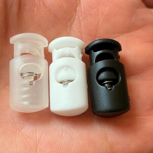 Plastic Cord Locks 11 Styles - Single & Double Hole Spring Toggles, Cylinder Barrel Oval Cube Fasteners for Drawstrings, Face Masks, Hoodies 4