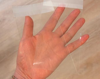 Clear Cello Bags, Self-Sealing Poly Sleeves for Jewelry, Cookies & Small Business Packaging, Thick Crystal Clear Premium Bags, 80 X120mm