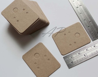Small Brown Kraft Earring Cards, 1.2 x 1.5 Inch Jewelry Display Cards, Eco-Friendly Stud Earring Holders, Packaging Supplies for Jewelry