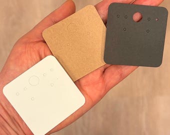 Kraft Earring Display Cards - Jewelry Card for Studs & Dangles - Professional Earring Holder Tag for Selling  Organizing Brown White, Black