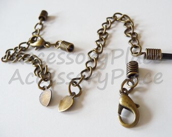 20 Sets Adjustable Antique Brass Lobster Claw Clasps with Heart Ending 4 DIY Necklace and Pendent