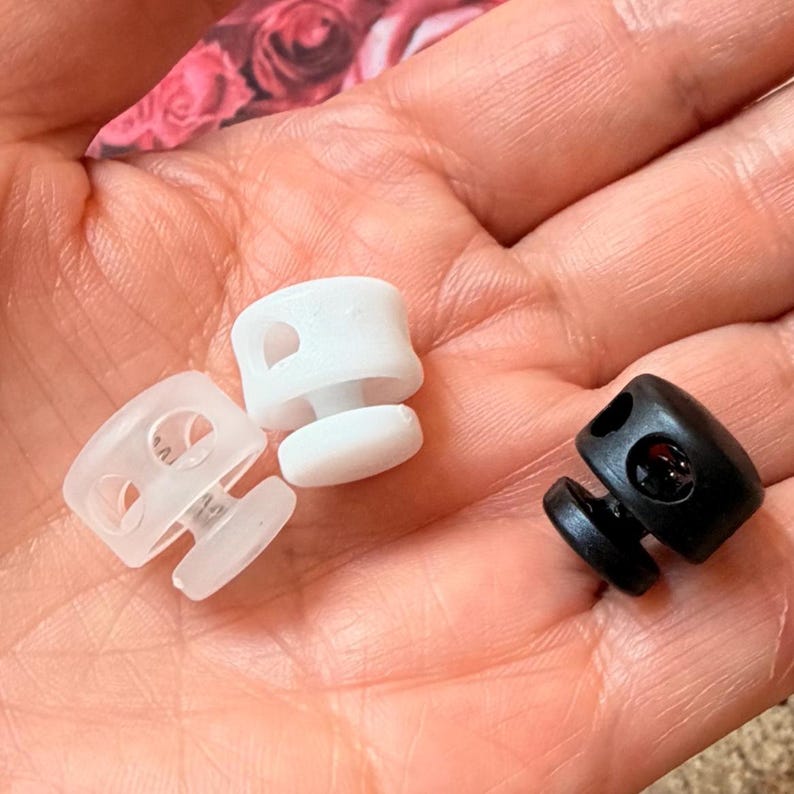 Plastic Cord Locks 11 Styles - Single & Double Hole Spring Toggles, Cylinder Barrel Oval Cube Fasteners for Drawstrings, Face Masks, Hoodies 11