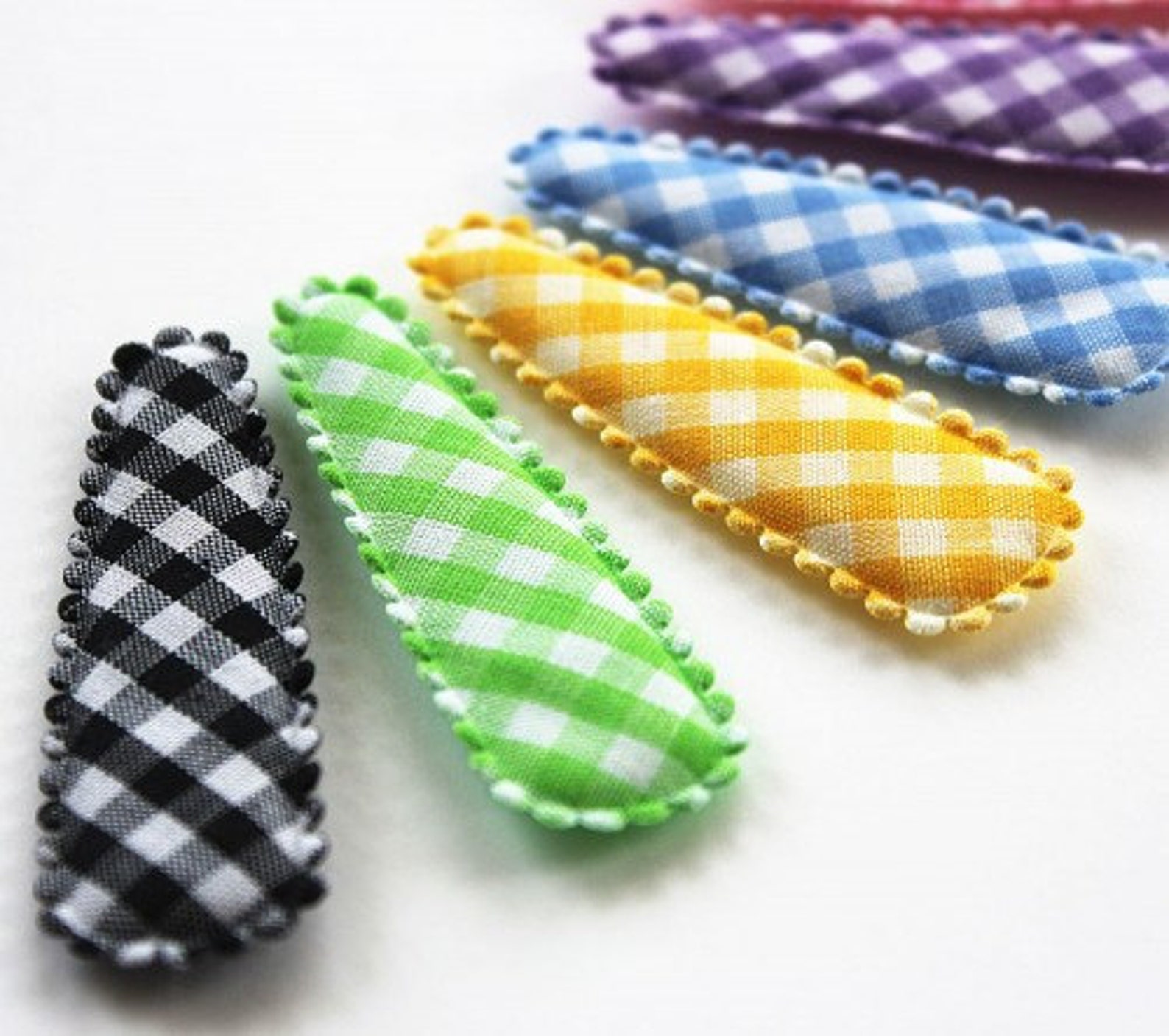 24pcs..50mm Gingham Hair Snap Clip Covers in Red Blue Etsy