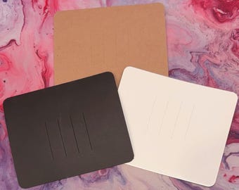Kraft Hair Clip Display Cards - Blank Cardstock Holder for Hair Bow, Barrette, Snap Clip - Eco-Friendly Small Business Packaging Black White