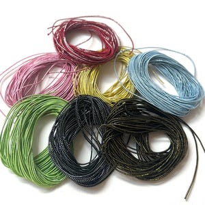 1.2mm Metallic Thin Stretch Cord - Elastic Jewelry String for Beading, Metallic Accent Elastic Cord, Menu Binding, Gift Wrapping - 7 Color