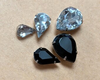 Teardrop Sew-On Rhinestone - Faceted Pear Shaped Crystals - Flatback Acrylic Gem with 2 Holes for Sewing, Apparel & DIY Crafts - 10mm x 14mm