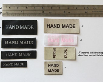 Hand made Woven Label in Beige, Black  and Pink for Accessories, Jewelry, Clothing U Pick 50pcs