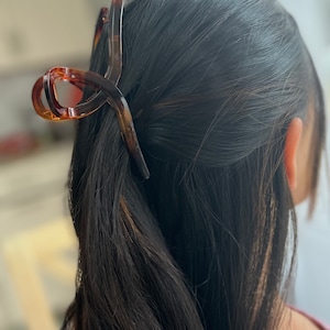 Large Twisted Claw Clip | French Knot Hair Claw for Thick Hair Updos | Metallic Gold Silver Tortoise