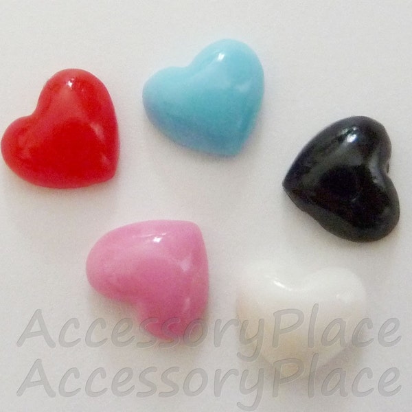 40pcs..6mm Tiny Heart Cabochon in Red, White, Blue, Pink and Black for jewerly, scrapbooking, stationary and many craft projects...