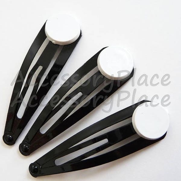 12pcs.. 50mm Black Hair Snap Clip with White Glue Pad