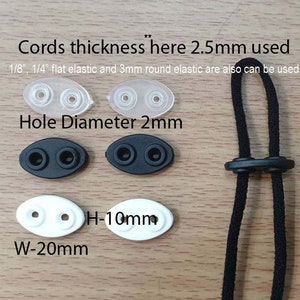 Trimming Shop White Drawstring Stopper Cord Locks with Twin Hole Button  Toggle and Wide Push Buttons For Bags, Paracord, Jackets, Luggage, 2pcs 