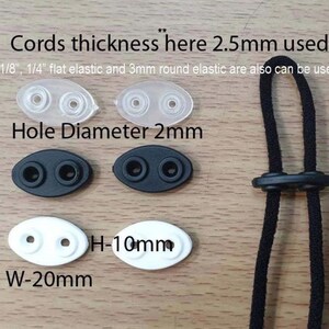 Plastic Cord Locks 11 Styles - Single & Double Hole Spring Toggles, Cylinder Barrel Oval Cube Fasteners for Drawstrings, Face Masks, Hoodies image 17