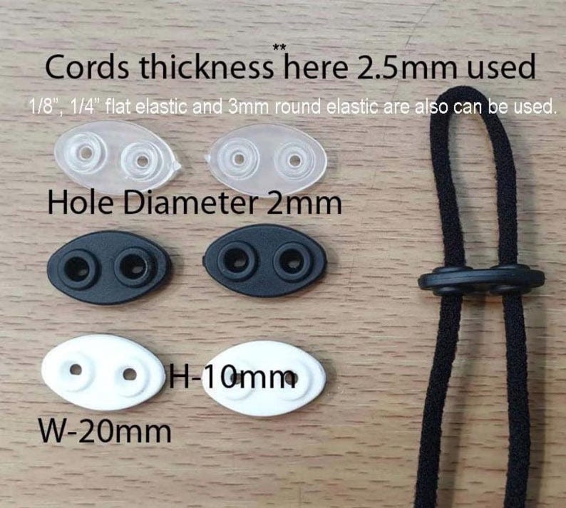 Plastic Cord Locks 11 Styles - Single & Double Hole Spring Toggles, Cylinder Barrel Oval Cube Fasteners for Drawstrings, Face Masks, Hoodies image 17