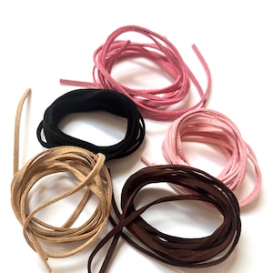 Faux Suede Cord 3mm Flat Leather Ribbon - You Pick Color 1 Yard 91cm - Soft Velvet Lace String for Necklace Jewelry Making Hair Bow & Crafts