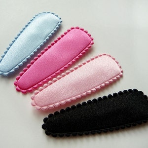 16pcs..50mm Basic Satin Snap Hair Clip Covers in Blue, Hot Pink, Lt Pink and Black for 50mm Metal Hair Snap Clip image 2