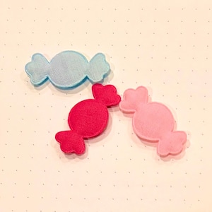 24ps Padded Candy Appliqués - Soft 3D Sweet Treat Embellishments for Hair Accessories, Scrapbooking,  Clothing - Cherry Pink & White