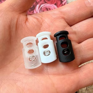 Plastic Cord Locks 11 Styles - Single & Double Hole Spring Toggles, Cylinder Barrel Oval Cube Fasteners for Drawstrings, Face Masks, Hoodies 8