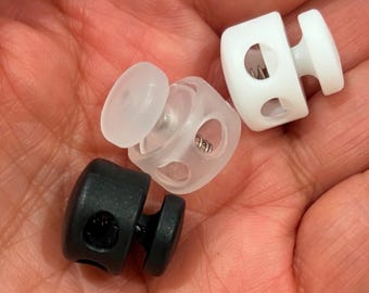 Plastic Double Hole Cord Locks - Dual Hole Spring Toggles for Drawstrings, 2 Hole String Stopper Fastener for Shoelaces, Hoodies, Backpacks